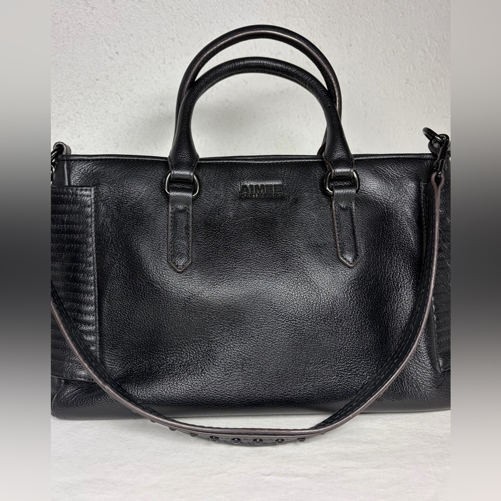 AIMEE Black Leather Tote Bag by Aimee Kestenberg